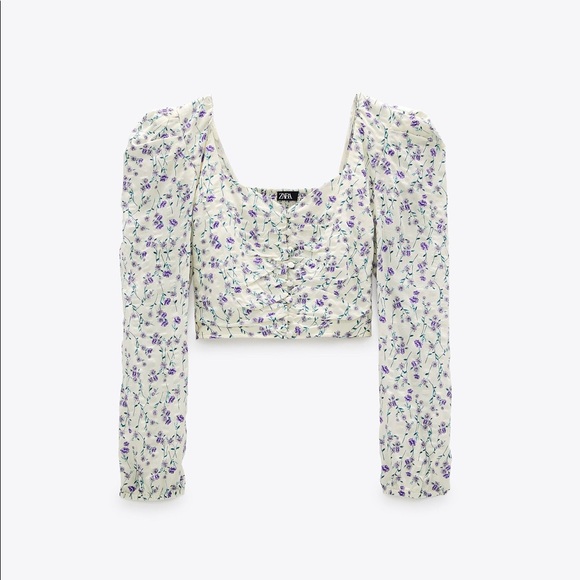 Zara Tops - NWT ZARA FLORAL PRINT CROPPED TOP SIZE XS